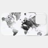 Moderne zwarte witte Waterverf Wereldkaart Case-Mate iPhone Case (Achterkant (horizontaal))