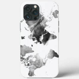 Moderne zwarte witte Waterverf Wereldkaart Case-Mate iPhone Case