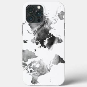 Moderne zwarte witte Waterverf Wereldkaart Case-Mate iPhone Case