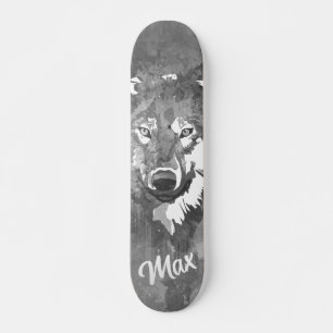 Moderne zwarte witte waterverf wolkenskateboard persoonlijk skateboard