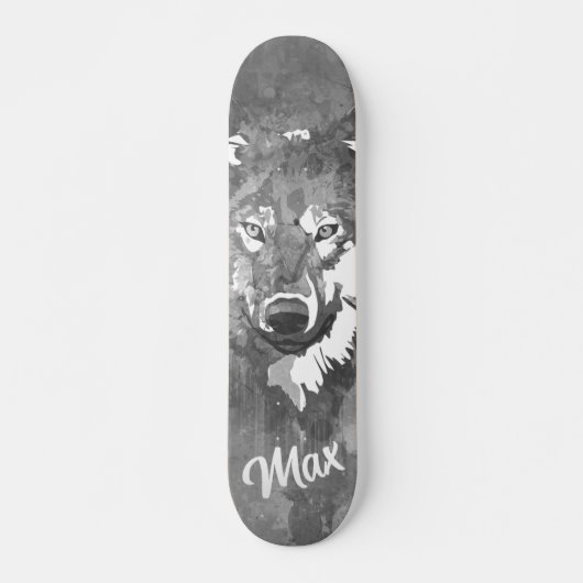 Moderne zwarte witte waterverf wolkenskateboard persoonlijk skateboard (Voorkant)