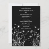 Moderne Zwarte & Witte Wilde Bloemen Bruiloft Kaart (Voorkant)