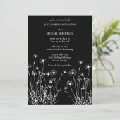 Moderne Zwarte & Witte Wilde Bloemen Bruiloft Kaart (Staand voorkant)