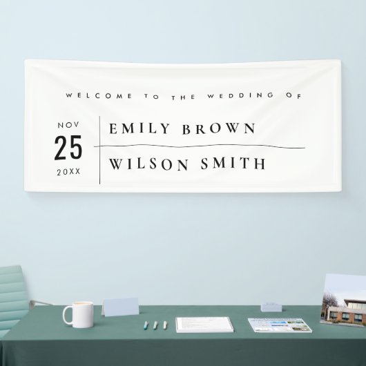 MODERNE ZWARTE WITTE WIT-WEDINGENWELKOM VOOR TYPOG SPANDOEK (Beurs)