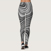 Moderne, zwarte witte zilver grijze omlijnde lijne leggings (Achterkant)