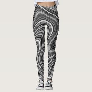 Moderne, zwarte witte zilver grijze omlijnde lijne leggings