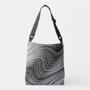 Moderne zwarte witte zilver grijze omlijnde lijnen crossbody tas