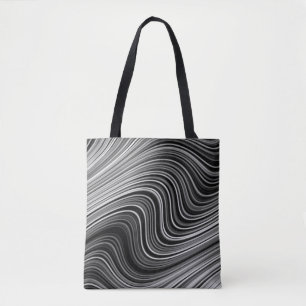 Moderne zwarte witte zilver grijze omlijnde lijnen tote bag