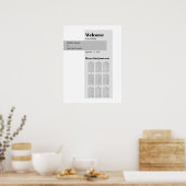 Moderne zwarte & witte zwevende zittingskaart poster (Keuken)