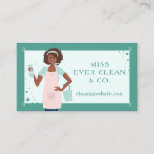 Moderne , zwarte Woman Cleaning & Maid Services Visitekaartje (Voorkant)
