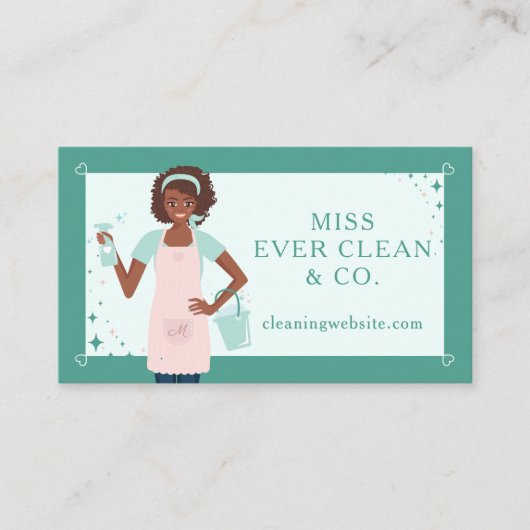 Moderne , zwarte Woman Cleaning & Maid Services Visitekaartje (Voorkant)