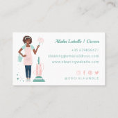 Moderne , zwarte Woman Cleaning & Maid Services Visitekaartje (Achterkant)