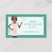 Moderne , zwarte Woman Cleaning & Maid Services Visitekaartje (Voorkant)