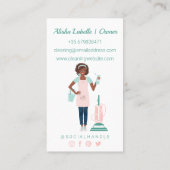 Moderne , zwarte Woman Cleaning & Maid Services Visitekaartje (Achterkant)