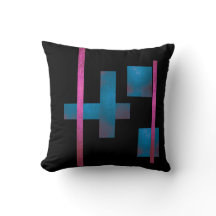 Moderne Zwarte Worpkussen Blauw Kruis Roze Lijn Ku