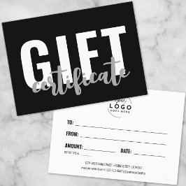 Moderne Zwarte Zakelijke Cadeaubonkaart met Script Visitekaartje