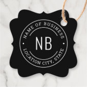 Moderne Zwarte Zakelijke Monogram Beginletters Ste Bedankjes Labels (Achterkant)