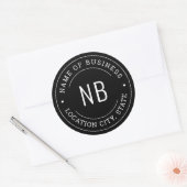Moderne Zwarte Zakelijke Monogram Beginletters Ste Ronde Sticker (Envelop)