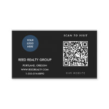 Moderne zwarte zakelijke QR-code visitekaart met e