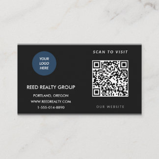 Moderne zwarte zakelijke QR-code visitekaart met e Visitekaartje