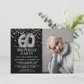 Moderne zwarte & Zilver 60e verrassingsdagfoto Kaart (Staand voorkant)