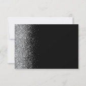Moderne zwarte zilver Faux Glitter Edge RSVP Kaartje (Achterkant)