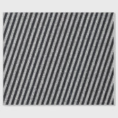 Moderne zwarte zilver glitter Stripes Patroon Cadeaupapier (Vlak)