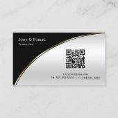 Moderne zwarte zilver QR Elegant Professional Visitekaartje (Voorkant)