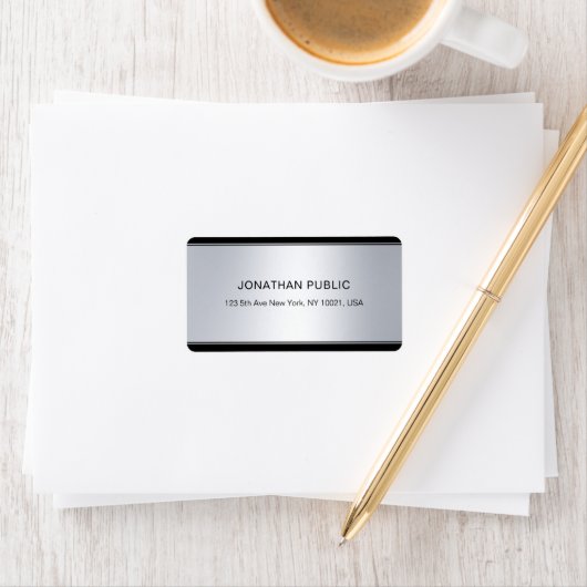 Moderne zwarte zilver Sjabloon elegant Etiket (Insitu)