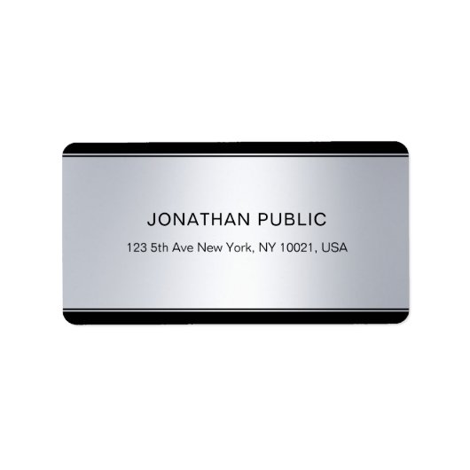 Moderne zwarte zilver Sjabloon elegant Etiket (Voorkant)