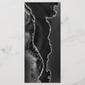 Moderne Zwarte Zilveren Agate Donkere Bruiloft Menu (Achterkant)