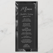 Moderne Zwarte Zilveren Agate Donkere Bruiloft Menu (Voorkant)