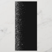 Moderne Zwarte Zilveren Glitter Rand Trouw Menu (Achterkant)