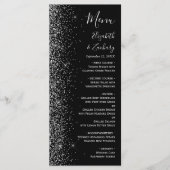 Moderne Zwarte Zilveren Glitter Rand Trouw Menu (Voorkant)