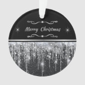 Moderne Zwarte Zilveren Glitter Script Familiebedr Ornament (voorkant)