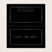 Moderne zwarte & zilverfoto Sla de datumkaart op Visitekaartje (Buitenkant ongevouwen)