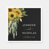 Moderne Zwarte Zonnebloem Bruiloft Servet (Voorkant)