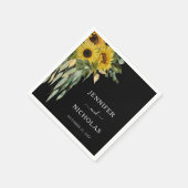 Moderne Zwarte Zonnebloem Bruiloft Servet (Hoek)