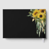 Moderne Zwarte Zonnebloem Trouwgoud Gastenboek (Achterkant)