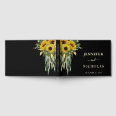 Moderne Zwarte Zonnebloem Trouwgoud Gastenboek (Volledig)