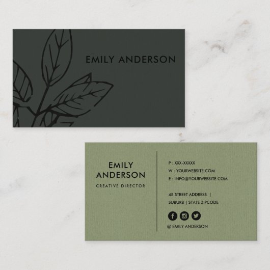 MODERNE ZWARTE ZWART OP ZWARTE GRIJZEN VISITEKAARTJE (Voorkant / Achterkant)