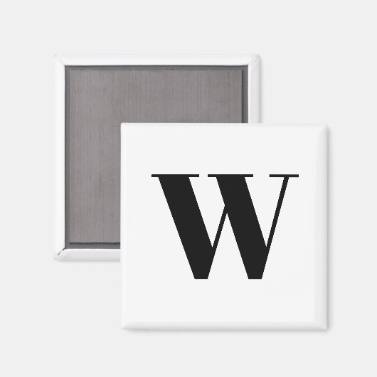 Moderne zwarte zwarte, aangepaste monogram initiaa magneet (Voorkant / Achterkant)