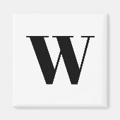 Moderne zwarte zwarte, aangepaste monogram initiaa magneet (Voorkant)