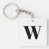 Moderne zwarte zwarte, aangepaste monogram initiaa sleutelhanger (Voorkant)