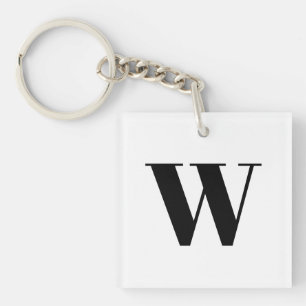 Moderne zwarte zwarte, aangepaste monogram initiaa sleutelhanger