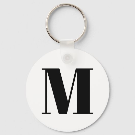 Moderne zwarte zwarte, aangepaste monogram initiaa sleutelhanger (Voorkant)