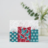 Moderne, Zweedse rode blauwe Cadeaus, gevlekte cad Briefkaart (Staand voorkant)