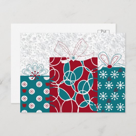 Moderne, Zweedse rode blauwe Cadeaus, gevlekte cad Briefkaart (Voorkant / Achterkant)