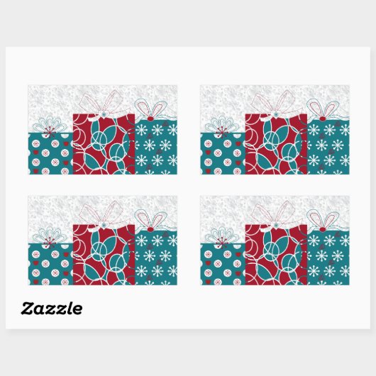 Moderne, Zweedse roodblauwe vakantiebont Rechthoekige Sticker (Vel)