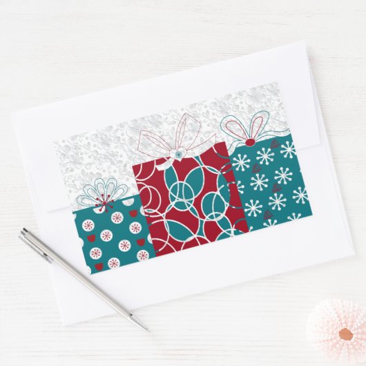 Moderne, Zweedse roodblauwe vakantiebont Rechthoekige Sticker (Envelop)